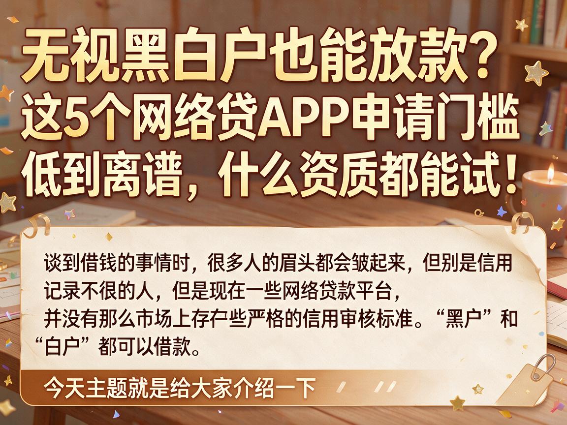无视黑白户也能放款?这5个网络贷APP申请门槛低到离谱,什么资质都能试!