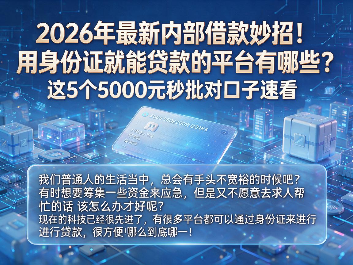 2026年最新内部借款妙招!用身份证就能贷款的平台有哪些?这5个5000元秒批对口子速看