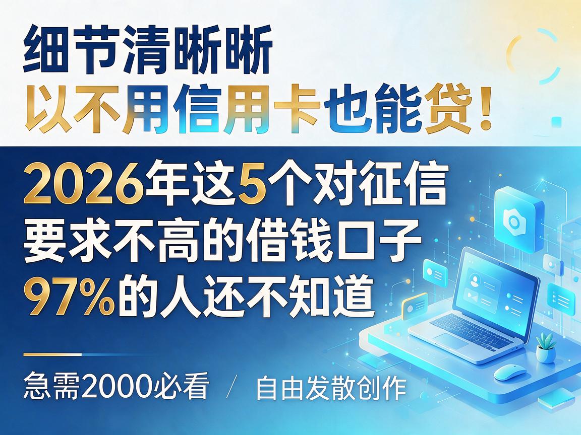 不用信用卡也能贷!2026年这5个对征信要求不高的借钱口子,97%的人还不知道,急需2000必看