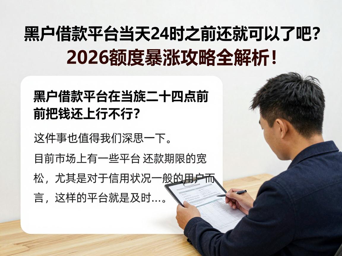 黑户借款平台当天24时之前还就可以了吧?2026额度暴涨攻略全解析!
