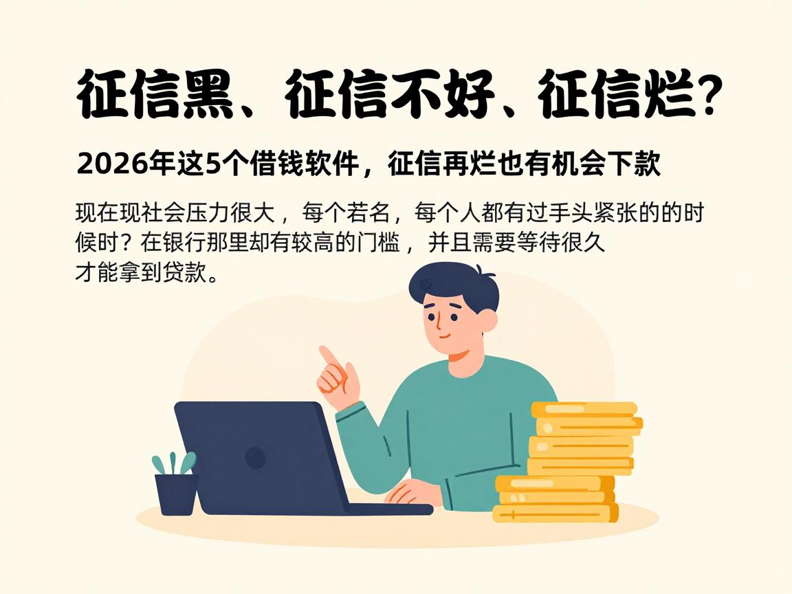 征信黑、征信不好、征信烂、网贷逾期严重?2026年这5个借钱软件,征信再烂也有机会下款