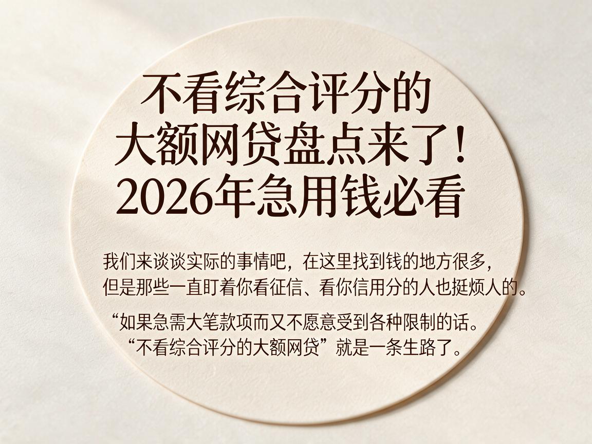 不看综合评分的大额网贷盘点来了！2026年急用钱必看