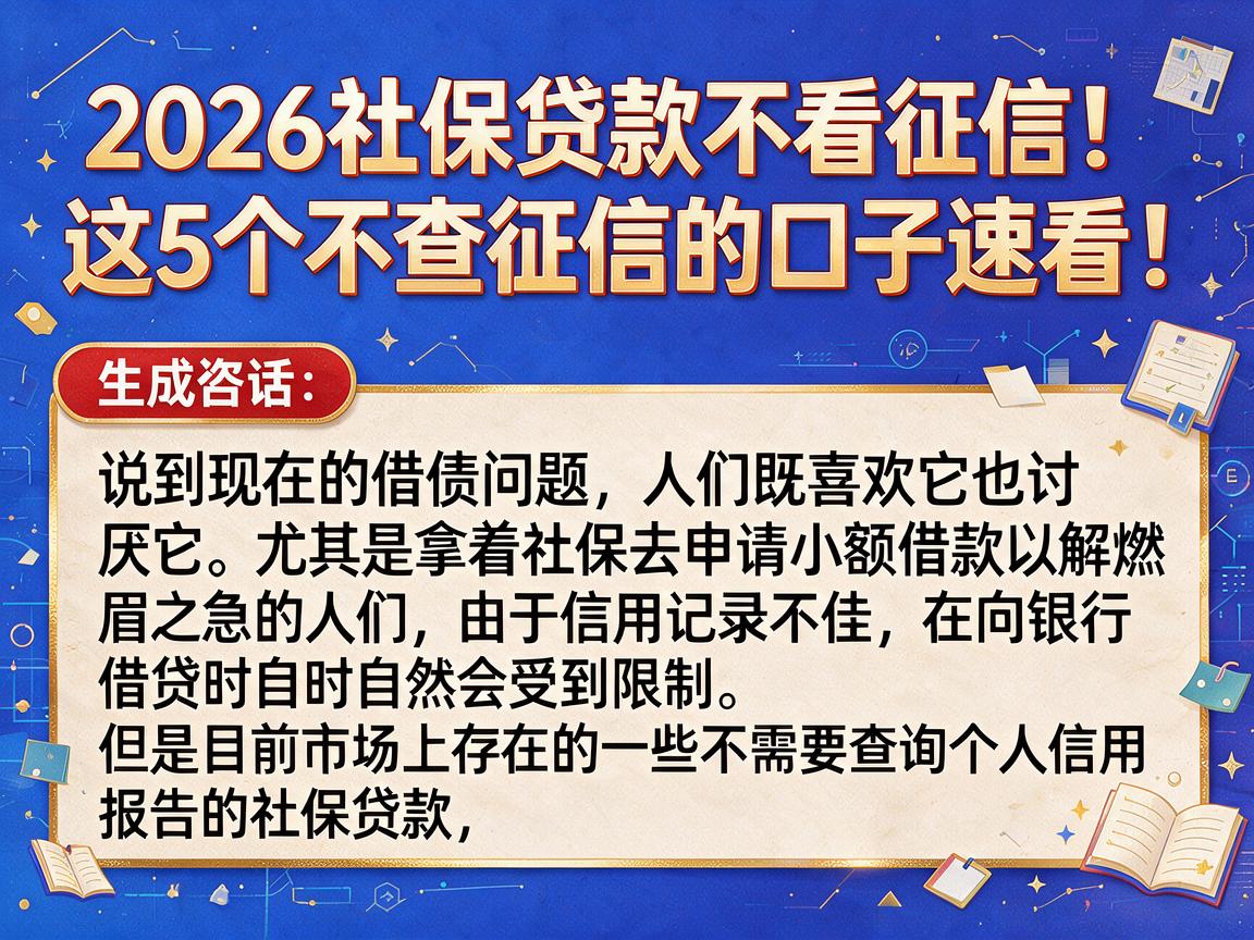 2026社保贷款不看征信!这5个不查征信的口子速看!