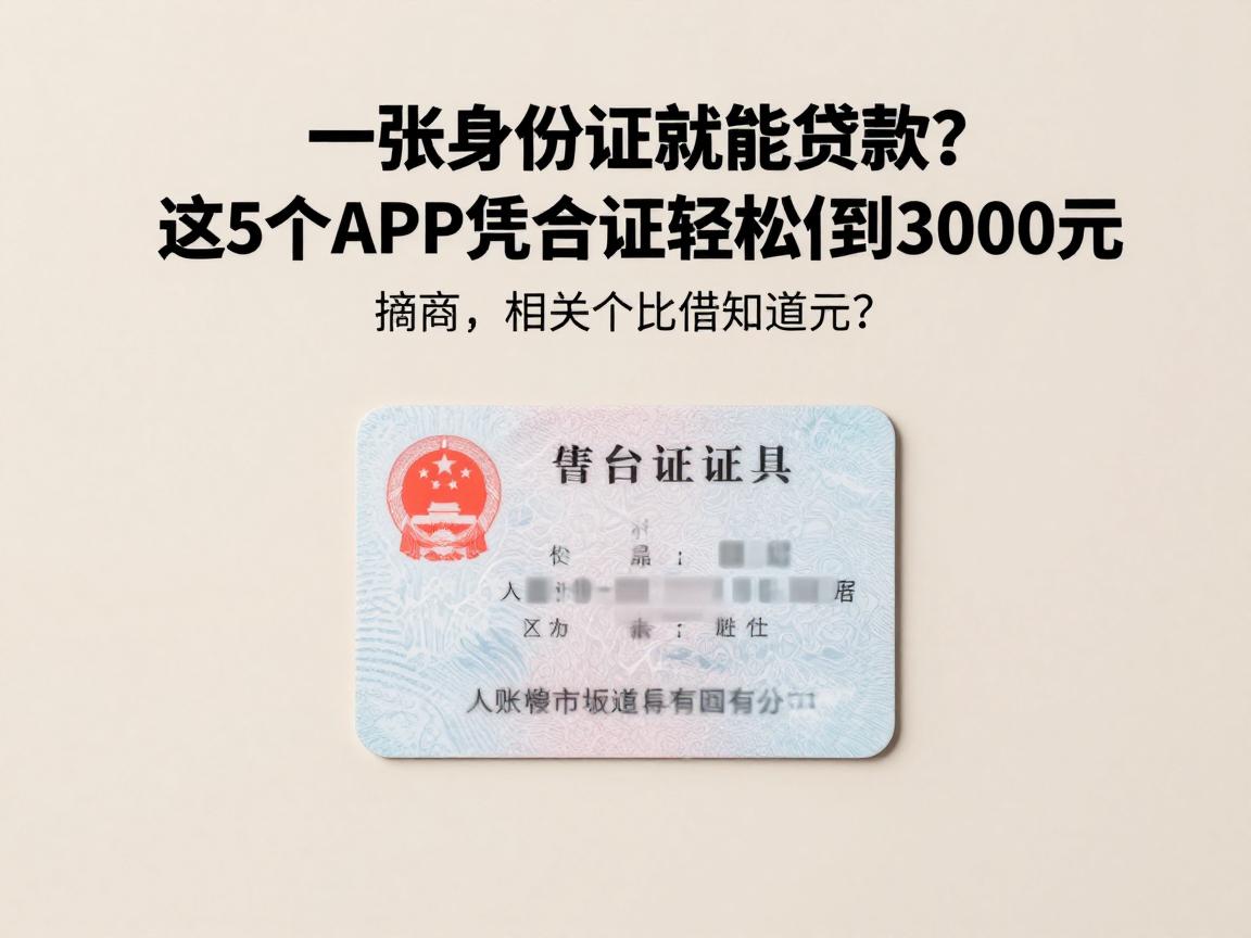 一张身份证就能贷款?这5个APP凭身份证轻松借到3000元
