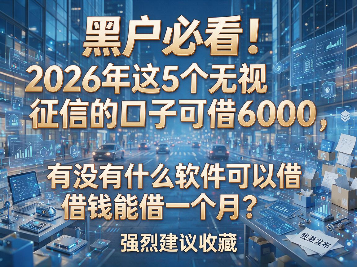 黑户必看！2026年这5个无视征信的口子可借6000，有没有什么软件可以借钱能借一个月？强烈建议收藏