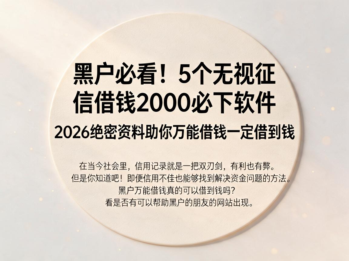 黑户必看!5个无视征信借钱2000必下软件,2026绝密资料助你万能借钱一定借到钱