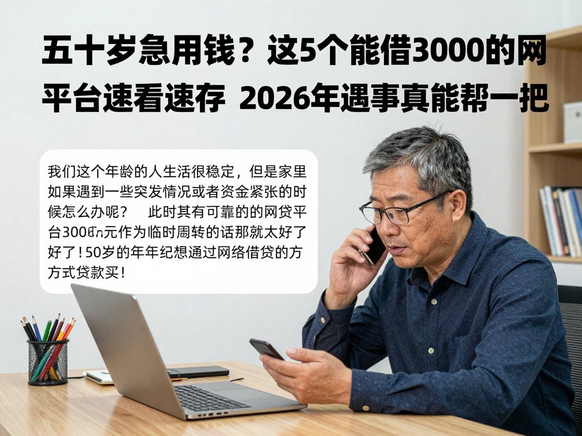 五十岁急用钱?这5个能借3000的网贷平台速看速存,2026年遇事真能帮一把