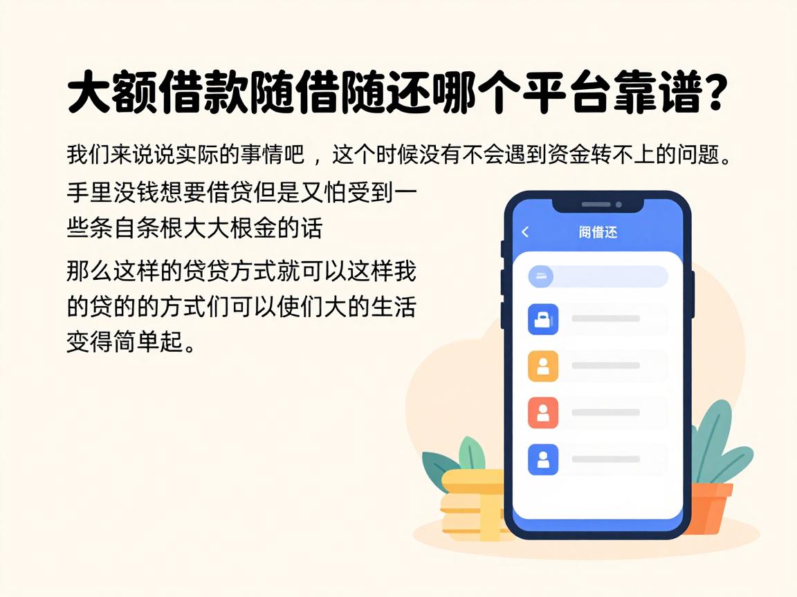 大额借款随借随还哪个平台靠谱?5月这5个额度高要求低的软件别错过