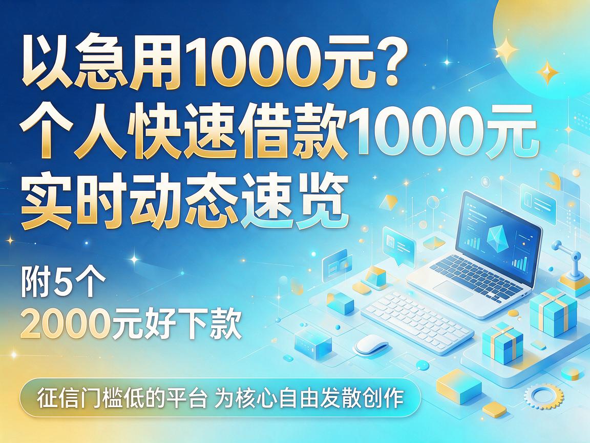 急用1000元?个人快速借款1000元实时动态速览,附5个2000元好下款、征信门槛低的平台