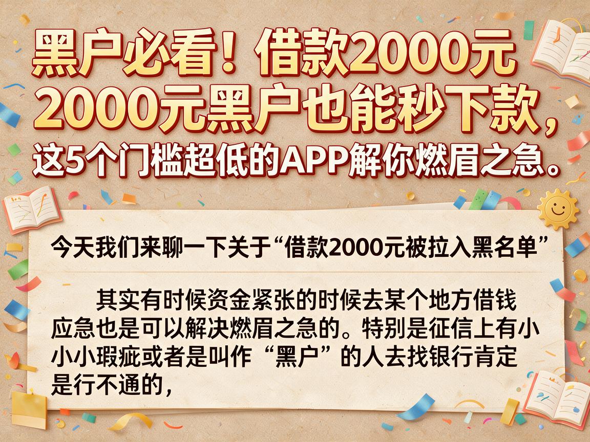 黑户必看!借款2000元黑户也能秒下款,这5个门槛超低的APP解你燃眉之急