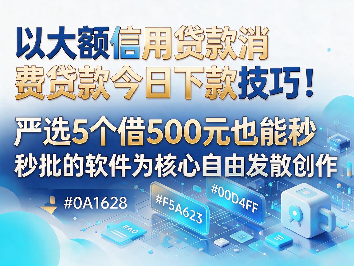 大额信用贷款消费贷款今日下款技巧！严选5个借500元也能秒批的软件