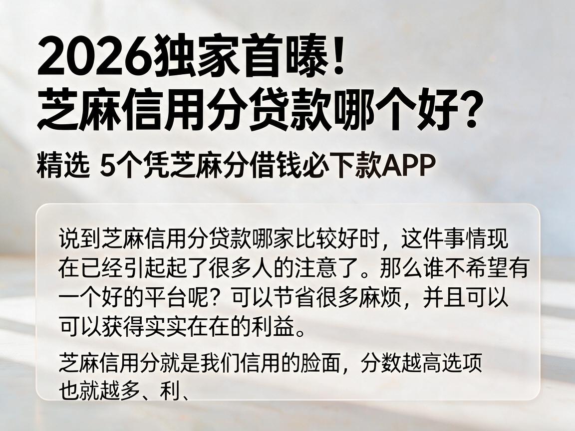 2026独家首曝！芝麻信用分贷款哪个好？精选5个凭芝麻分借钱必下款APP