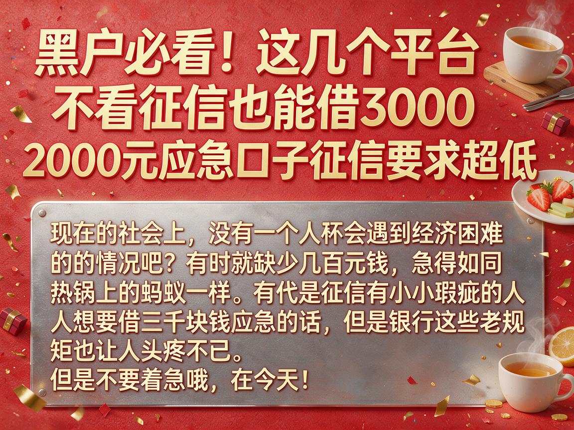 黑户必看！这几个平台不看征信也能借3000，2000元应急口子征信要求超低