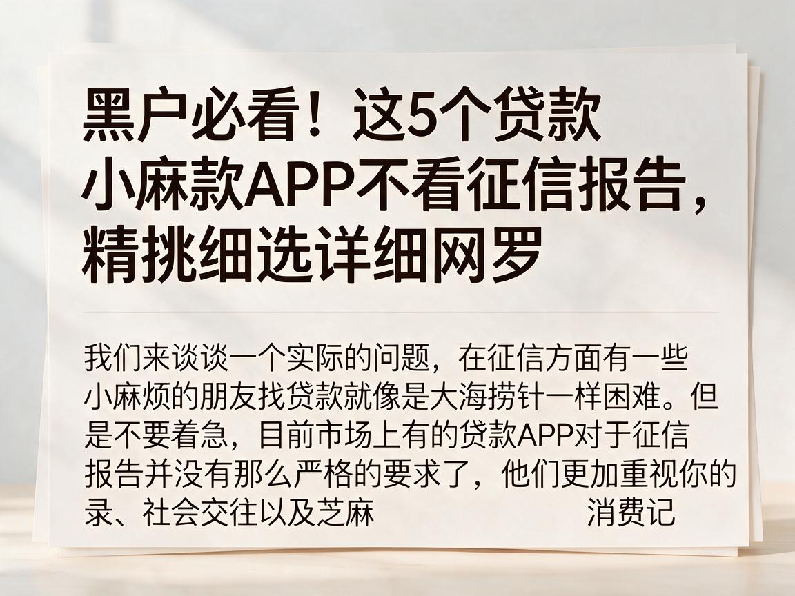 黑户必看!这5个贷款APP不看征信报告,精挑细选详细网罗