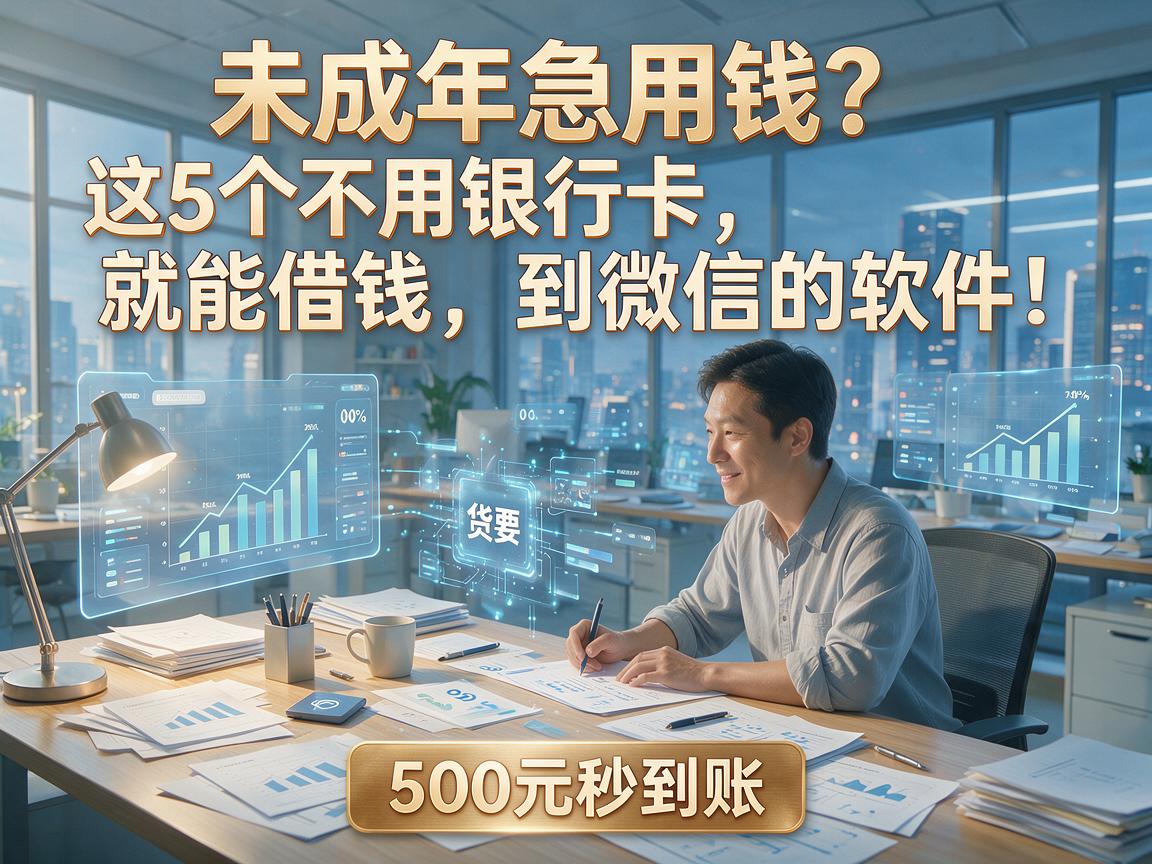未成年急用钱?这5个不用银行卡就能借钱到微信的软件,500元秒到账!