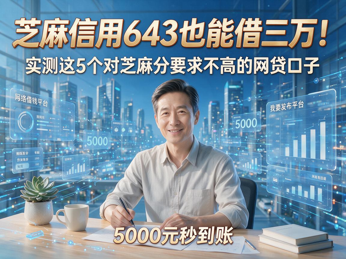 芝麻信用643也能借三万!实测这5个对芝麻分要求不高的网贷口子,5000元秒到账