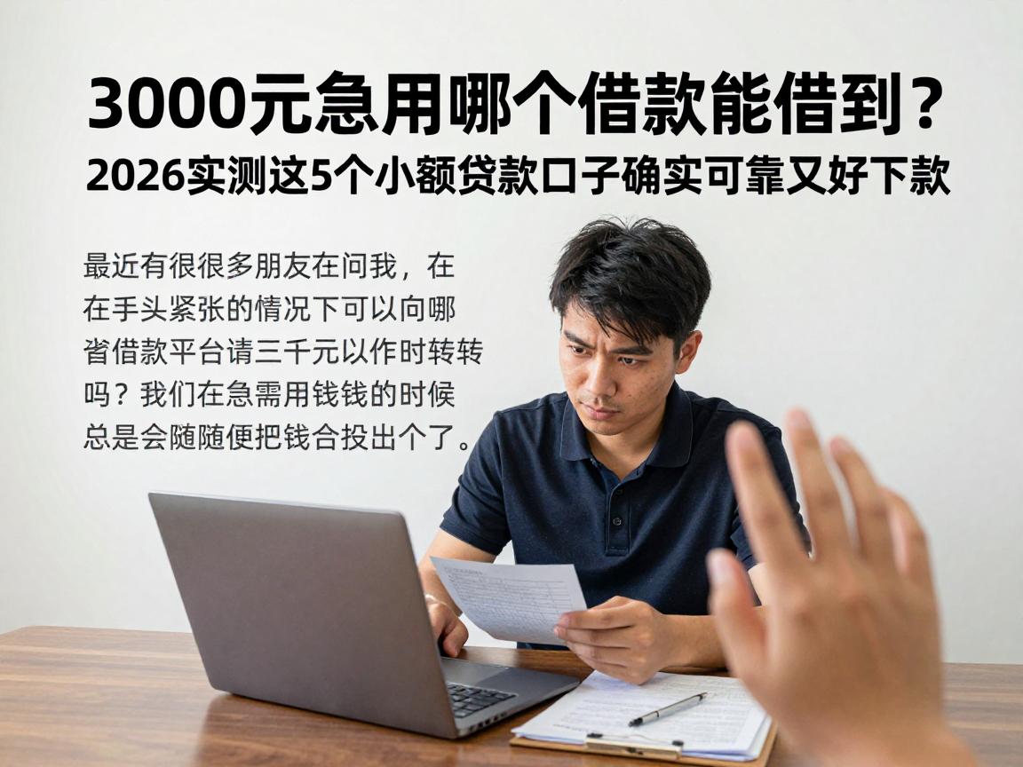 3000元急用哪个借款能借到？2026实测这5个小额贷款口子确实可靠又好下款