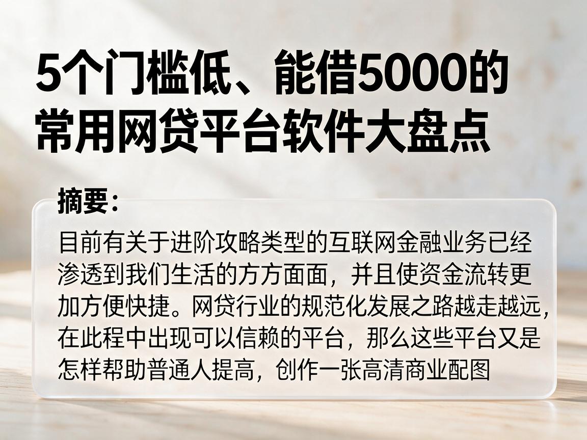 5个门槛低、能借5000的常用网贷平台软件大盘点