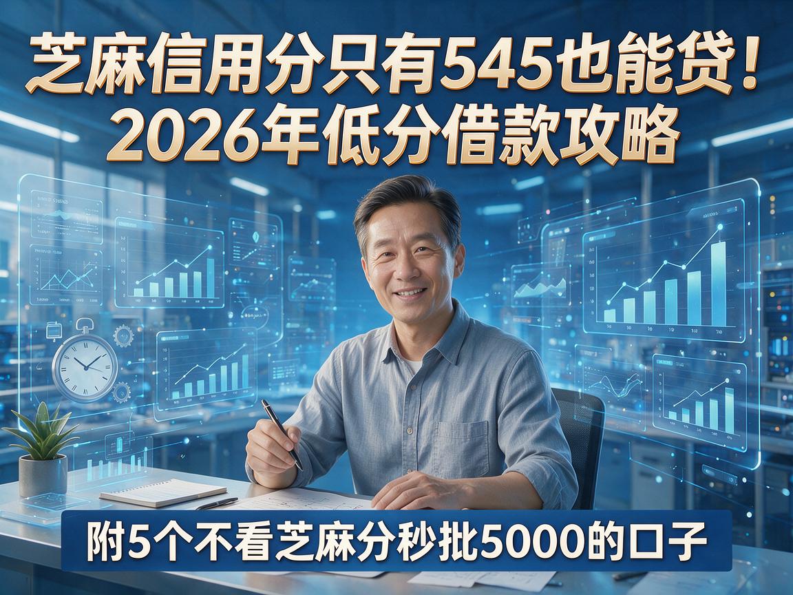 芝麻信用分只有545也能贷!2026年低分借款攻略,附5个不看芝麻分秒批5000的口子