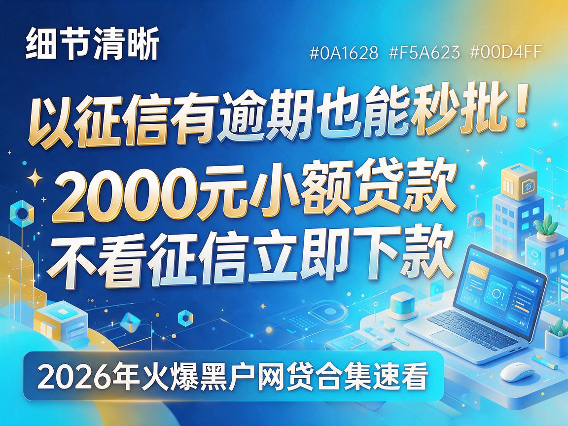 征信有逾期也能秒批!2000元小额贷款不看征信立即下款,2026年火爆黑户网贷合集速看