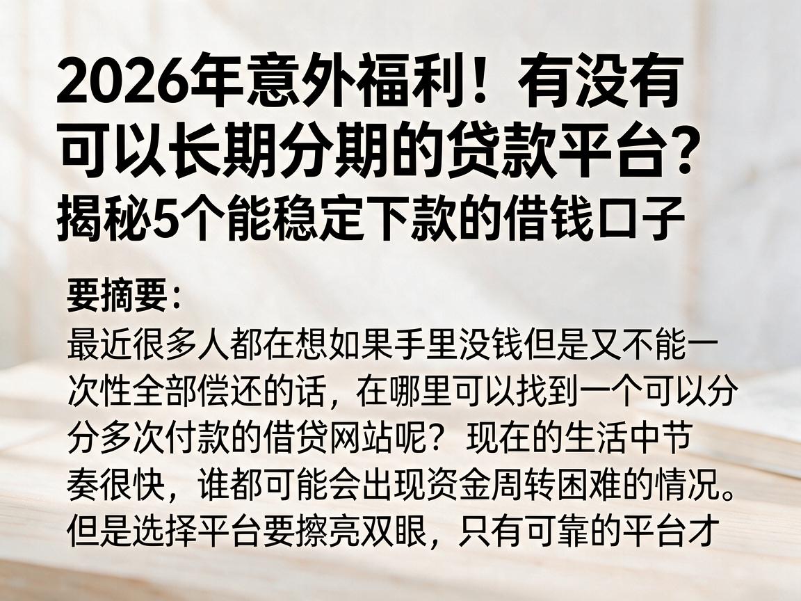 2026年意外福利！有没有可以长期分期的贷款平台？揭秘5个能稳定下款的借钱口子