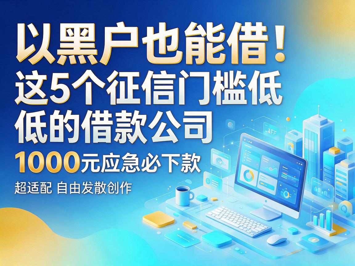 黑户也能借!这5个征信门槛低的借款公司,1000元应急必下款超适配