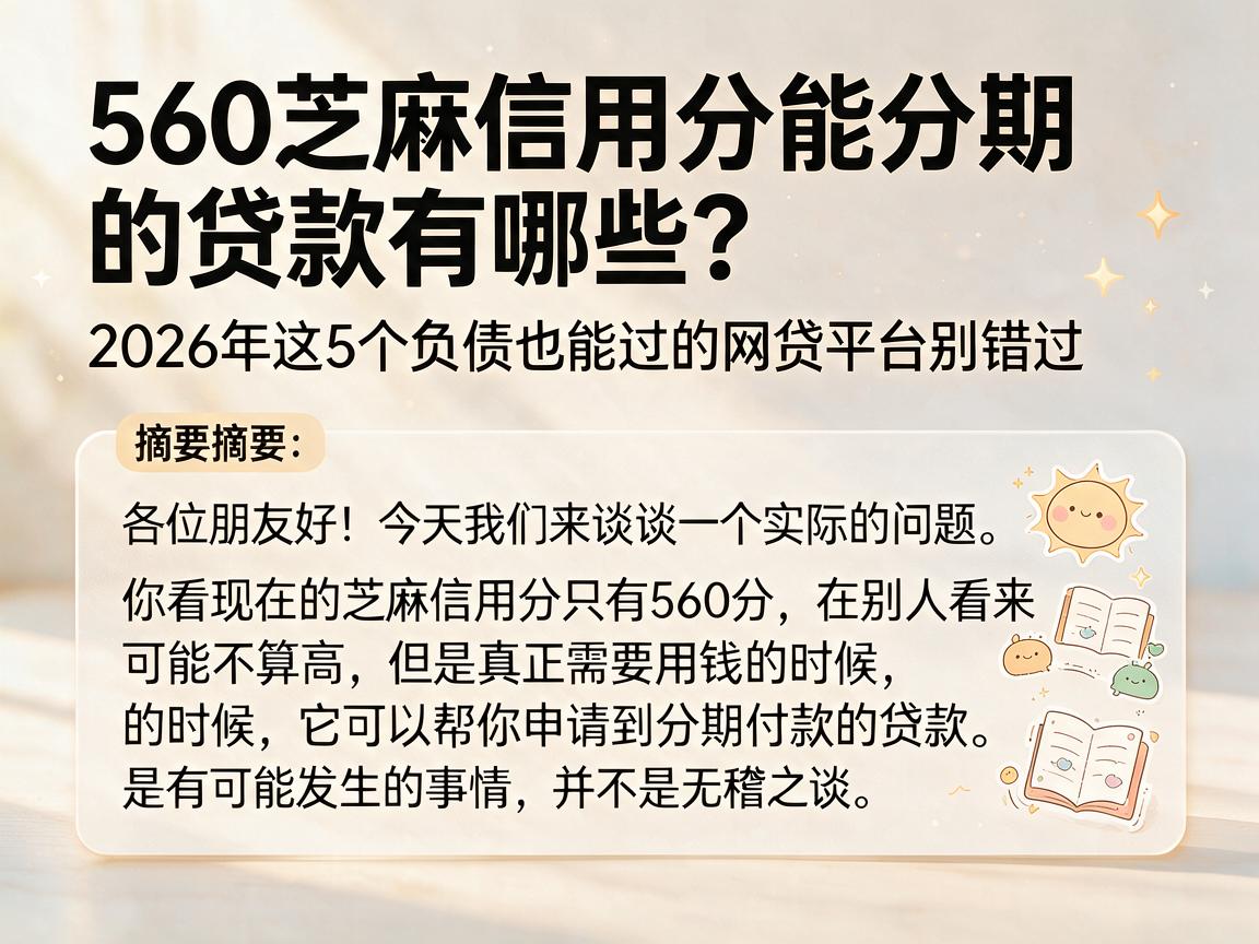 560芝麻信用分能分期的贷款有哪些？2026年这5个负债也能过的网贷平台别错过