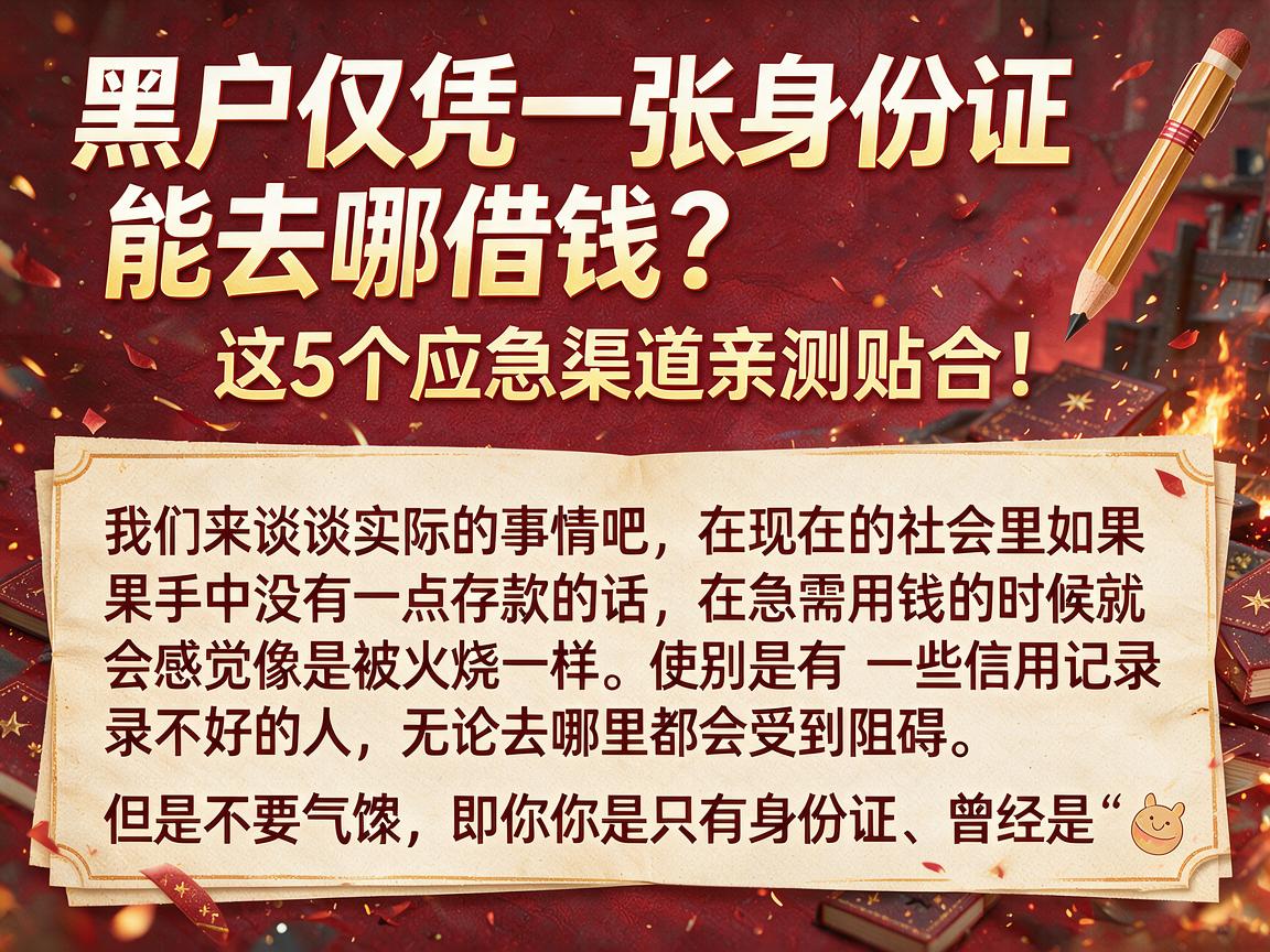 黑户仅凭一张身份证能去哪借钱?这5个应急渠道亲测贴合!