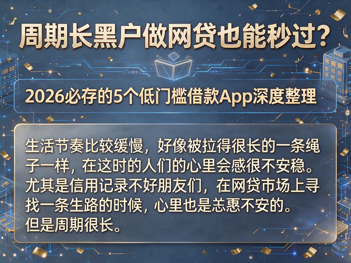 周期长黑户做网贷也能秒过?2026必存的5个低门槛借款App深度整理