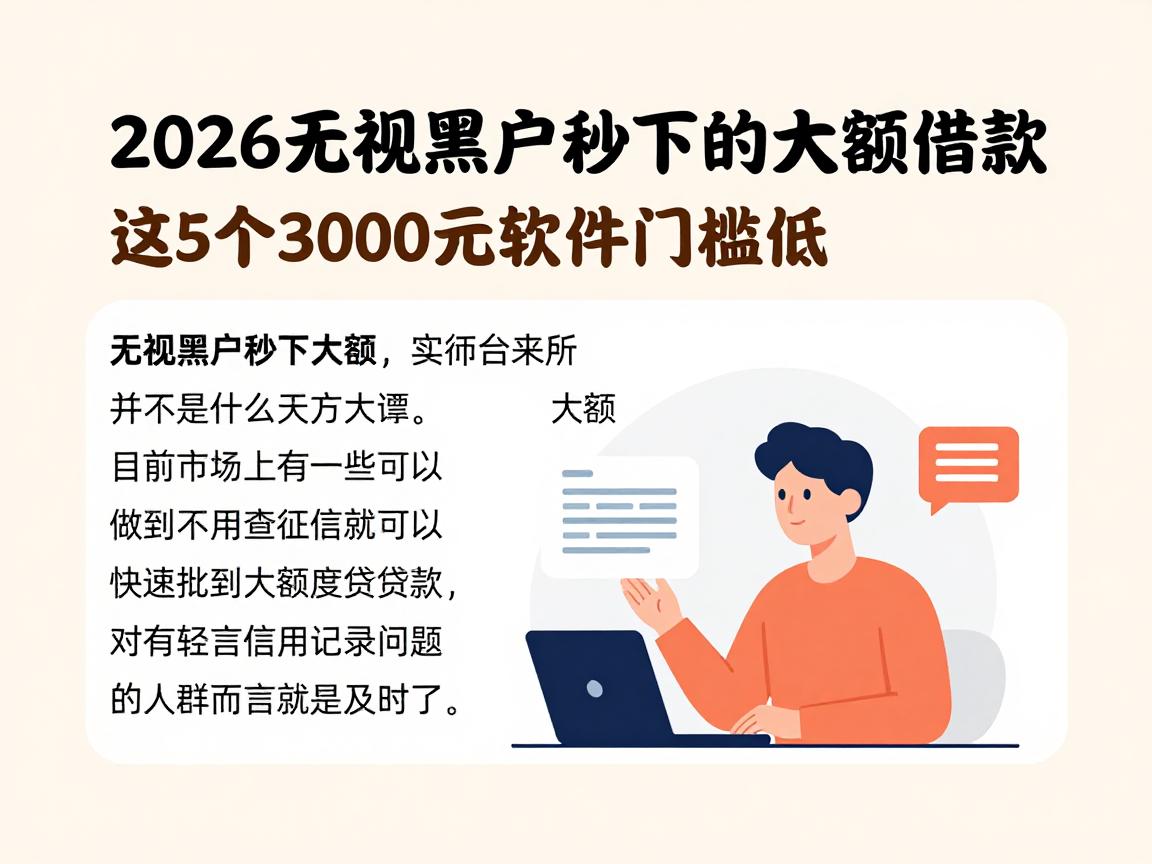 黑户必看!2026无视黑户秒下的大额借款,这5个3000元软件门槛超低