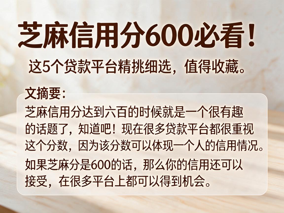 芝麻信用分600必看!这5个贷款平台精挑细选,值得收藏