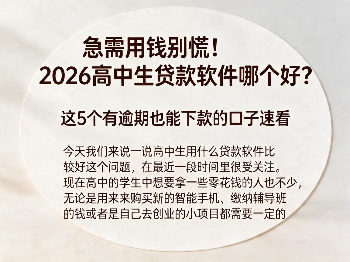 急需用钱别慌!2026高中生贷款软件哪个好?这5个有逾期也能下款的口子速看