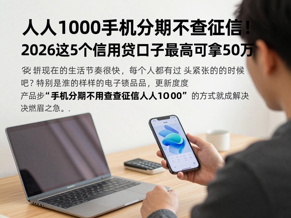人人1000手机分期不查征信!2026这5个信用贷口子最高可拿50万