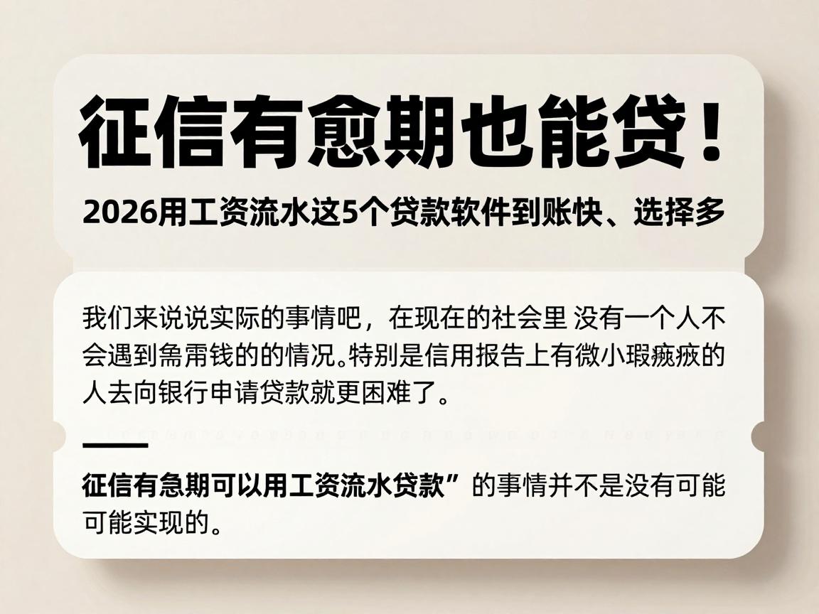 征信有逾期也能贷!2026用工资流水这5个贷款软件到账快、选择多