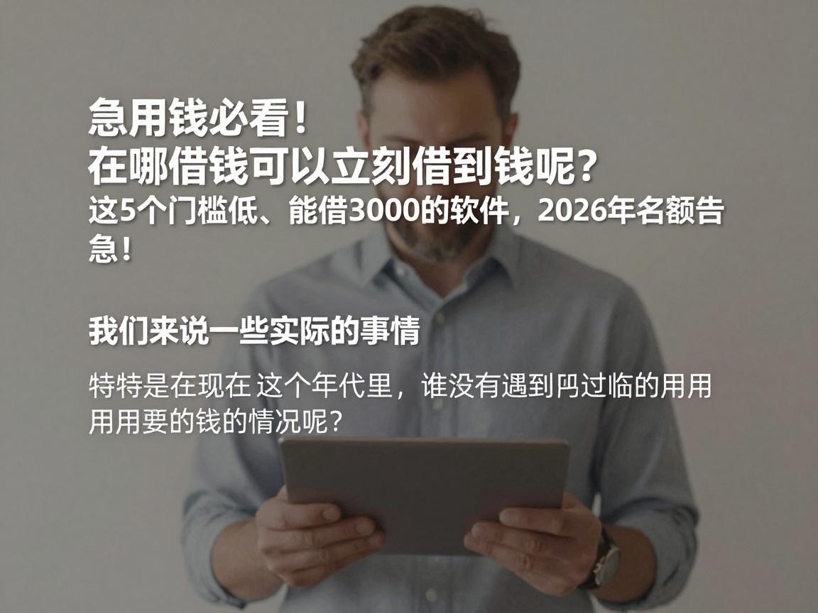 急用钱必看!在哪借钱可以立刻借到钱呢?这5个门槛低、能借3000的软件,2026年名额告急!