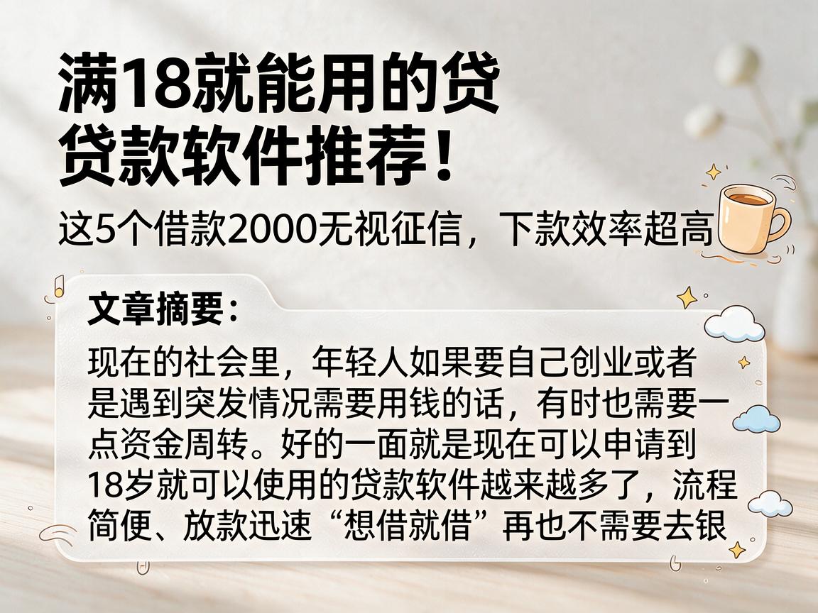 满18就能用的贷款软件推荐!这5个借款2000无视征信,下款效率超高