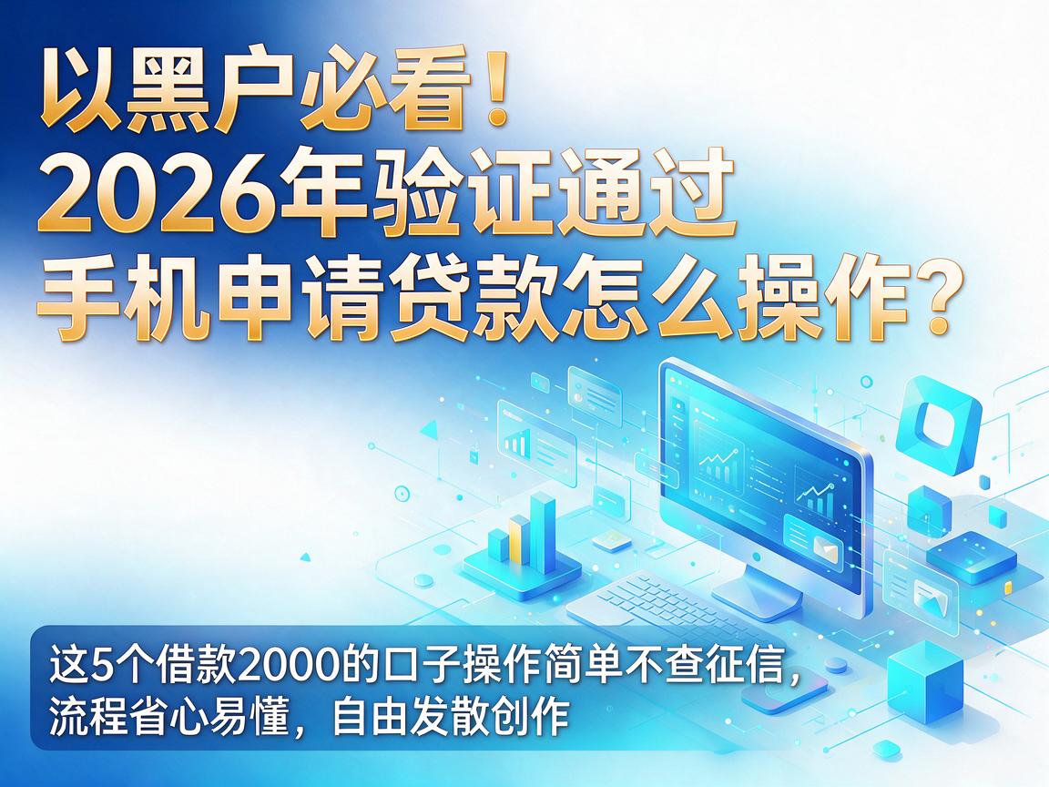 黑户必看!2026年验证通过,手机申请贷款怎么操作?这5个借款2000的口子操作简单不查征信,流程省心易懂