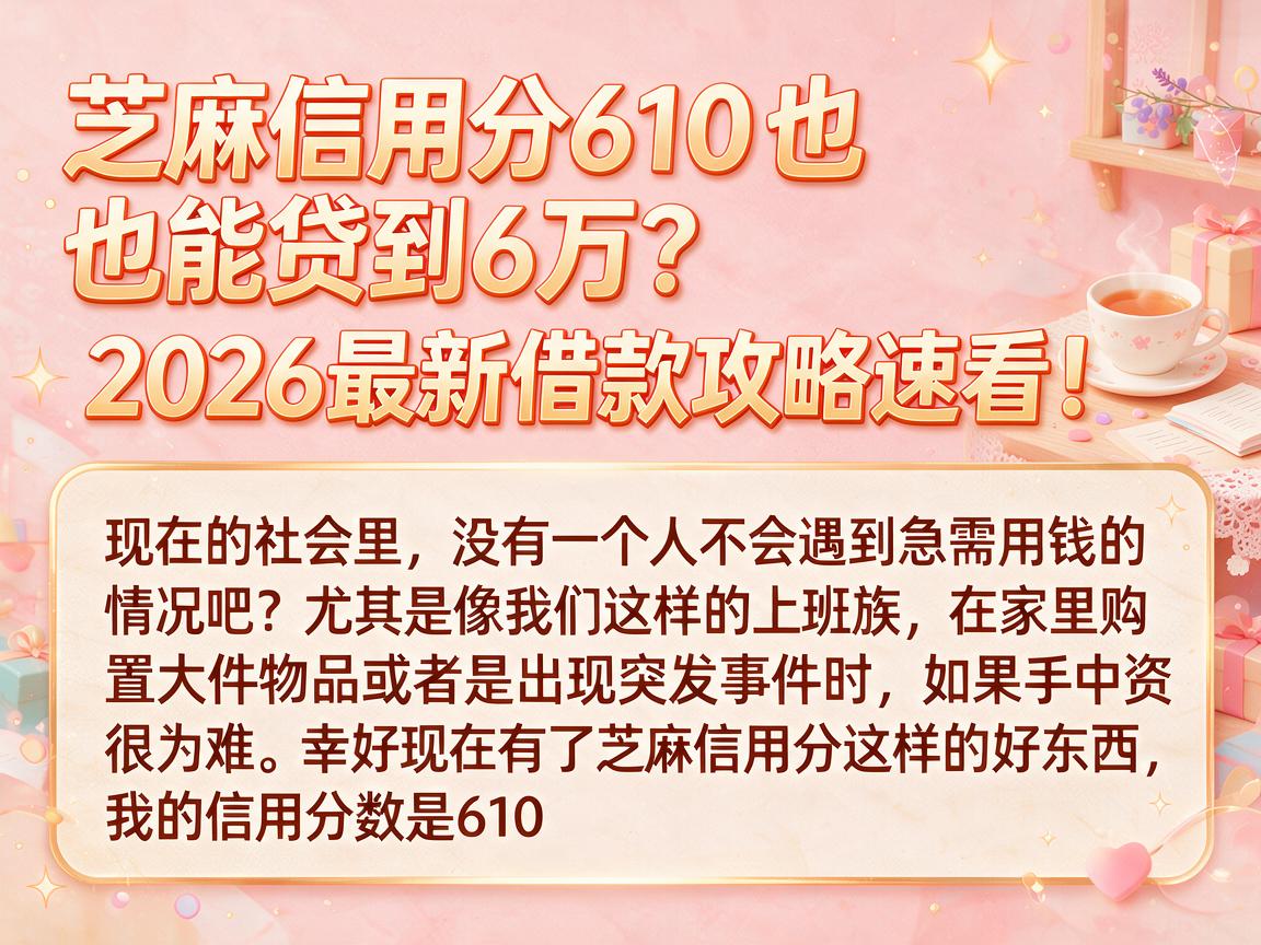 芝麻信用分610也能贷到6万?2026最新借款攻略速看!