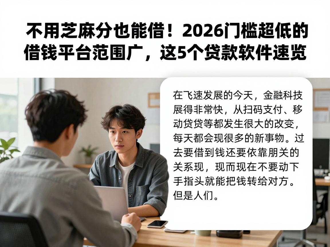 不用芝麻分也能借!2026门槛超低的借钱平台范围广,这5个贷款软件速览