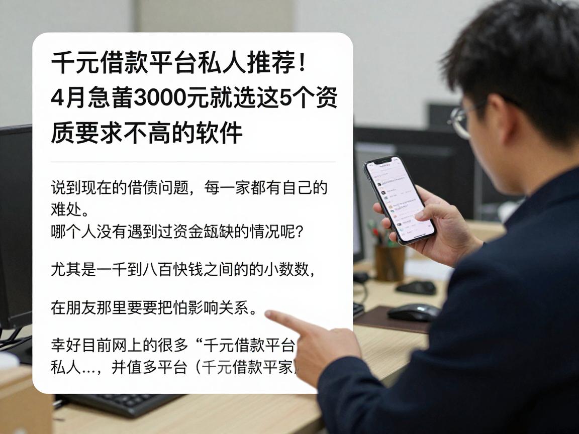 千元借款平台私人推荐!4月急需3000元就选这5个资质要求不高的软件