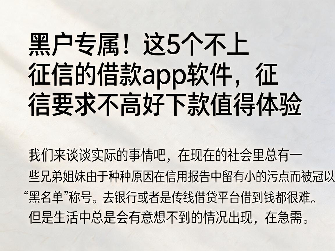 黑户专属!这5个不上征信的借款app软件,征信要求不高好下款值得体验