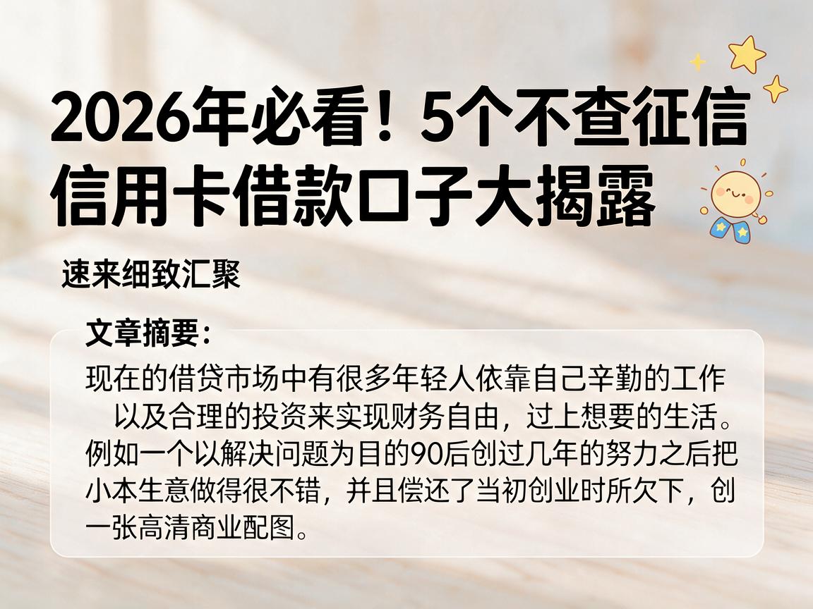 2026年必看!5个不查征信信用卡借款口子大揭露,速来细致汇聚