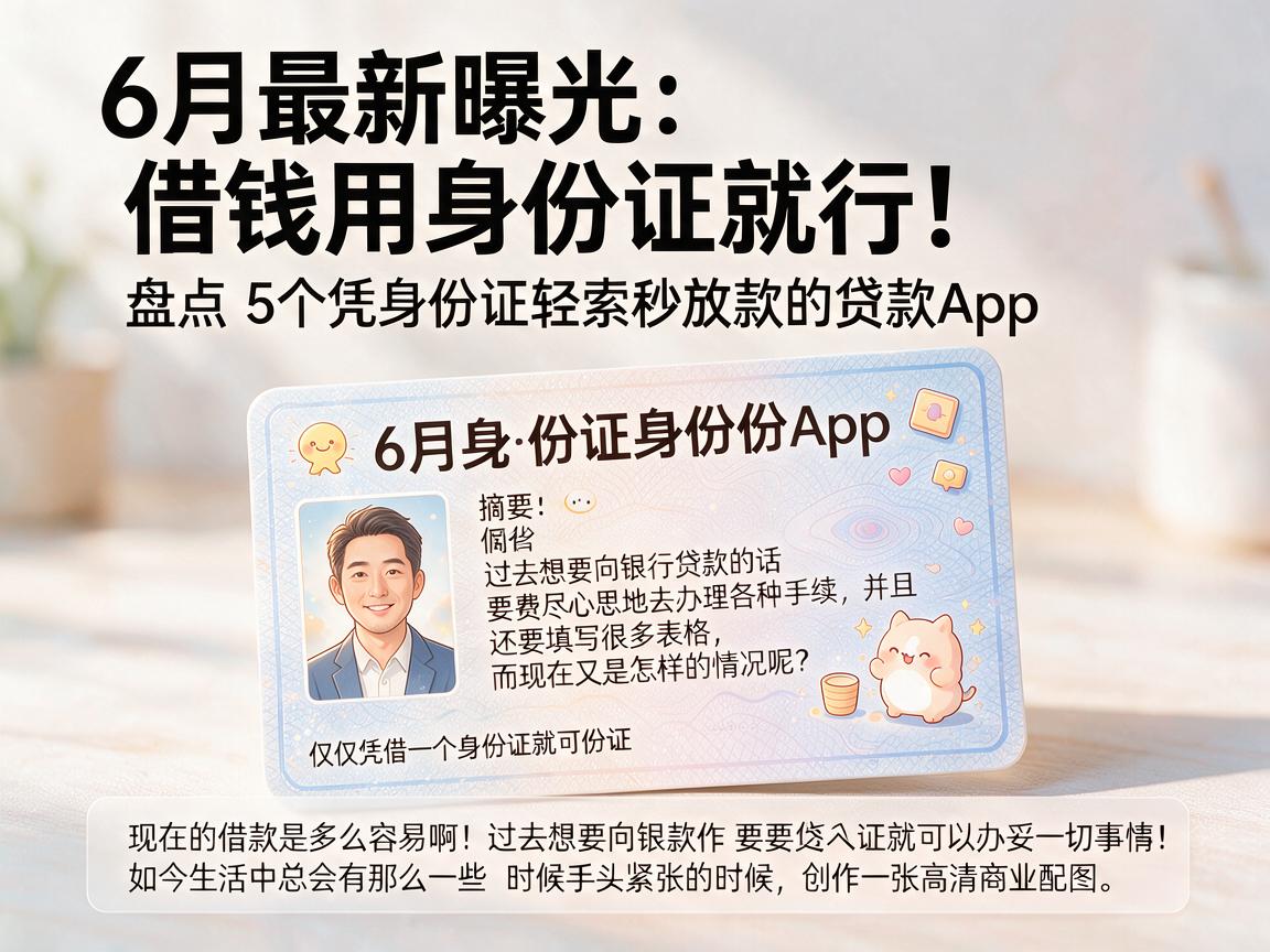 6月最新曝光:借钱用身份证就行!盘点5个凭身份证轻松秒放款的贷款App