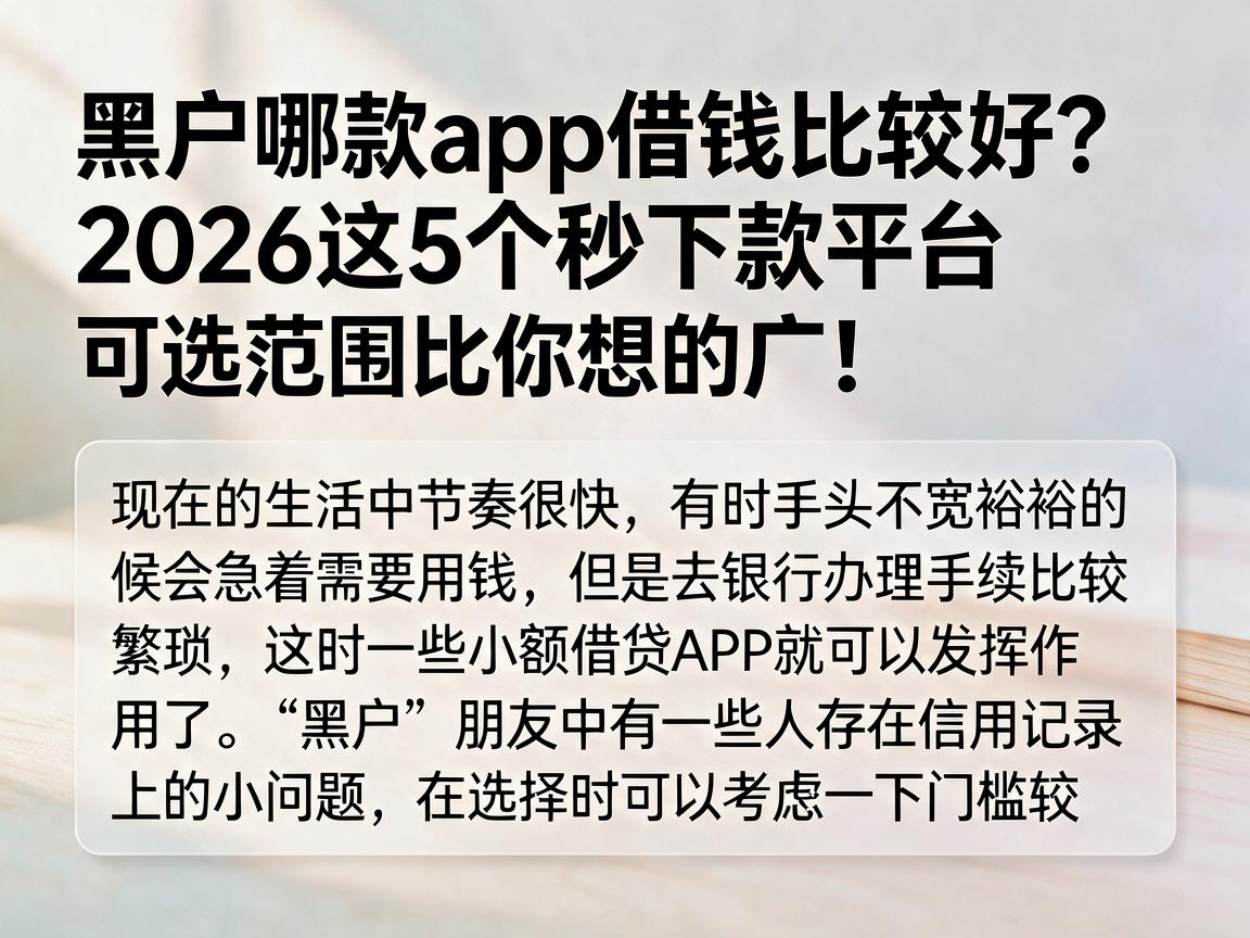 黑户哪款app借钱比较好?2026这5个秒下款平台可选范围比你想的广!