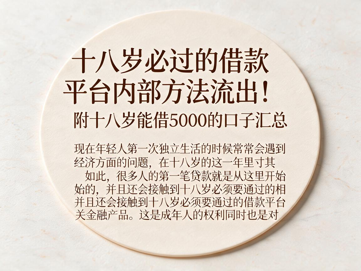 十八岁必过的借款平台内部方法流出！附十八岁能借5000的口子汇总