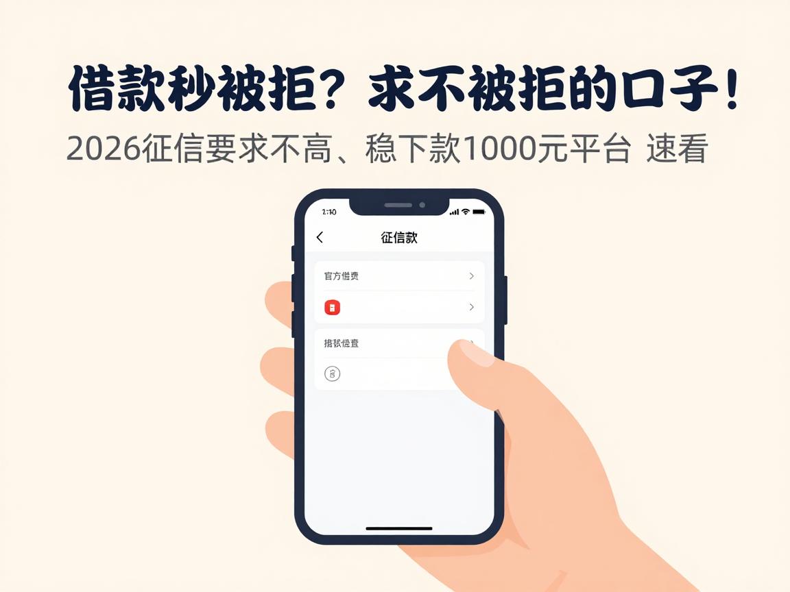 借款秒被拒?求不被拒的口子!2026征信要求不高、稳下款1000元的平台速看