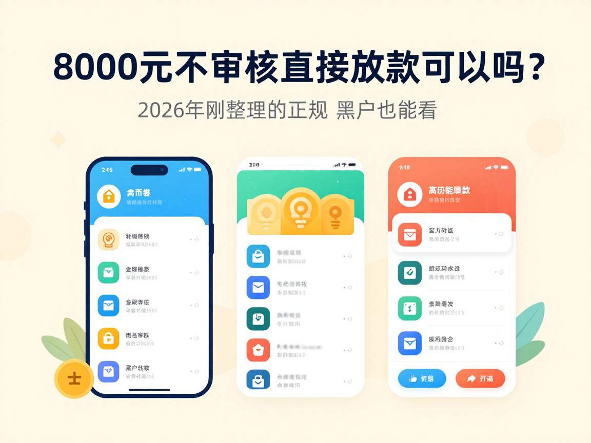 8000元不审核直接放款可以吗?2026年刚整理的正规小额借款app,黑户也能看