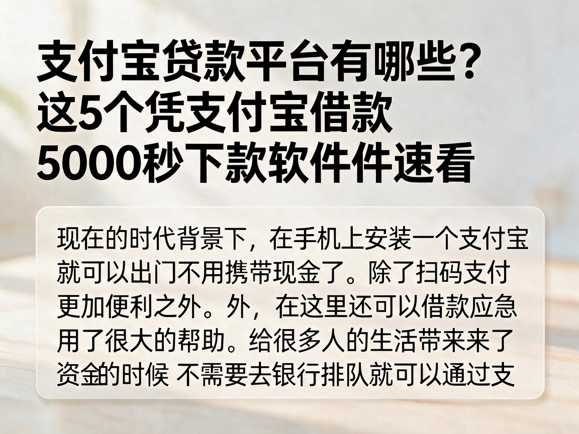 支付宝贷款平台有哪些?这5个凭支付宝借款5000秒下款软件速看