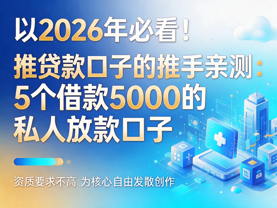 2026年必看!推贷款口子的推手亲测:5个借款5000的私人放款口子,资质要求不高