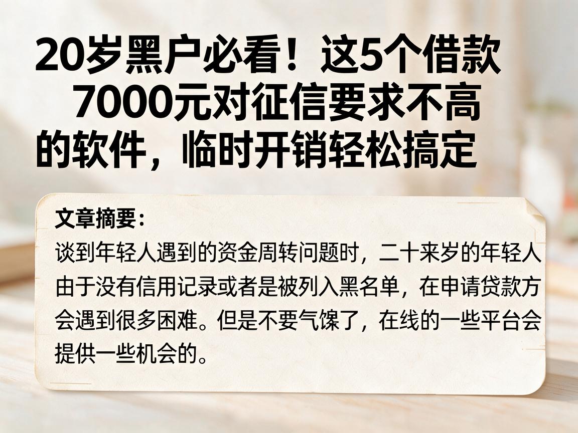 20岁黑户必看！这5个借款7000元对征信要求不高的软件，临时开销轻松搞定